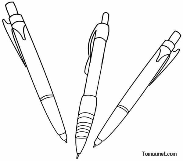 Tranh tô màu đồ dùng học tập với chủ đề cây bút