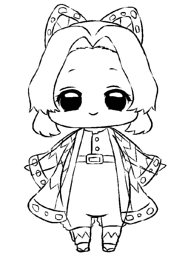 tranh tô màu shinobu chibi