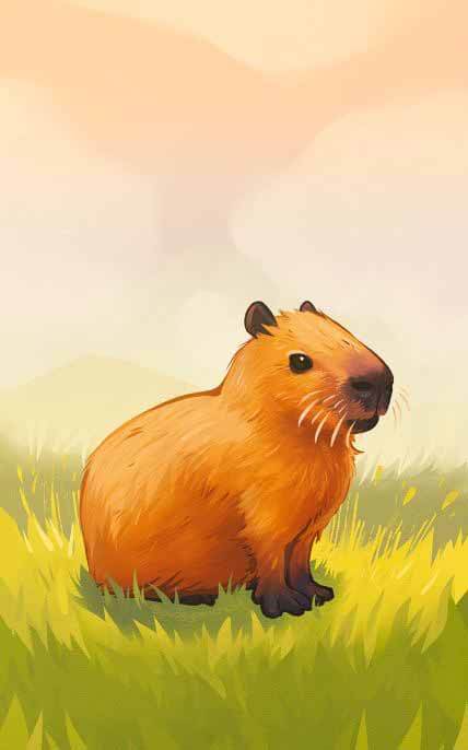 Bức Hình nền capybara cute được vẽ cực đẹp