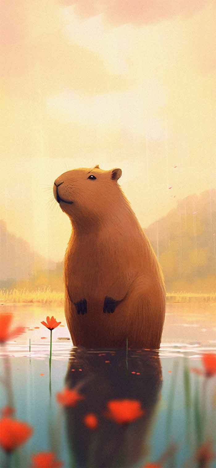 Hình nền capybara cute cho điện thoại đẹp