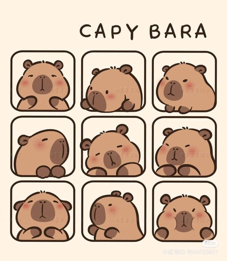 Tại ngay hình nền Capybara cute hoạt hình 