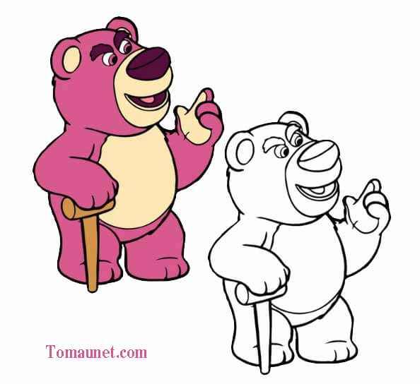 Tranh tô màu gấu dâu lotso cute cho bé