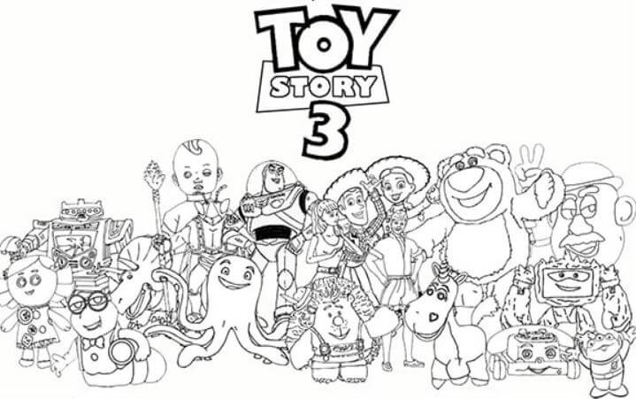 Tranh tô màu gấu dâu Lotso cute và những người bạn trong phim Toy Story 3