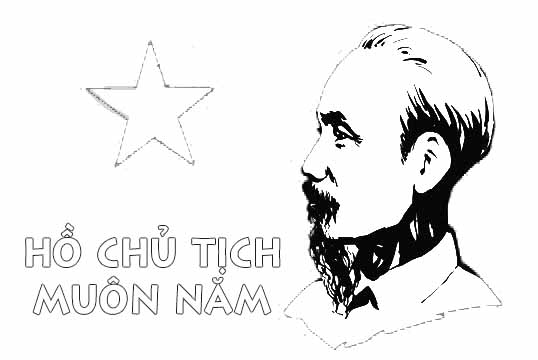 Tô màu bác Hồ trên nền cờ đỏ sao vàng