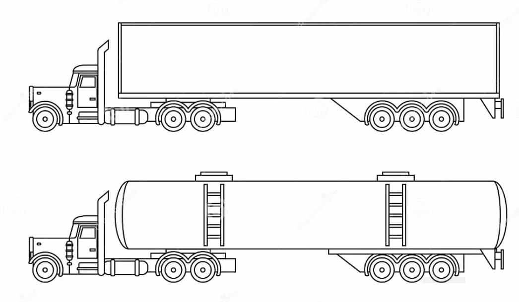 2 hình xe container dành cho bé tô màu