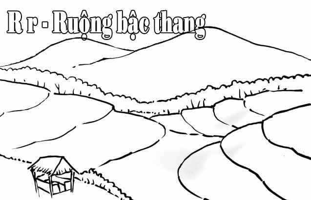 Mẫu tranh tô màu chữ R thân thuộc