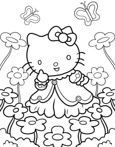 Tranh tô màu hello kitty rạng rỡ