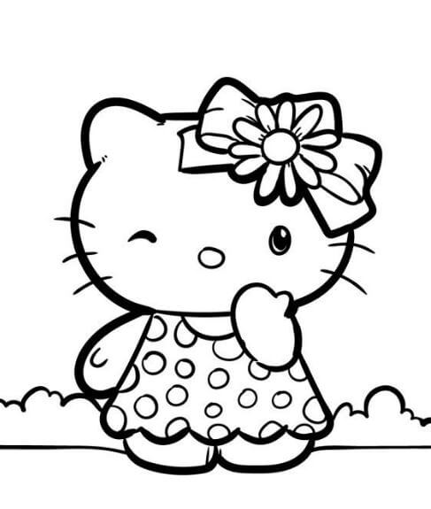 Mẫu hình tô màu hello kitty đẹp đơn giản