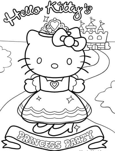 Tranh tô màu công chua Hello Kitty