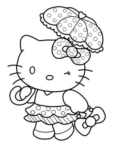 Mẫu tranh tô màu hello kitty náy mắt đáng yêu cho bé yêu