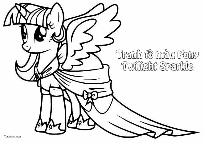 Tranh tô màu Pony Twilight Sparkle cho các bé thích sáng tạo