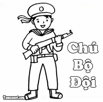 Tranh tô màu chữ U - Chú bộ đội