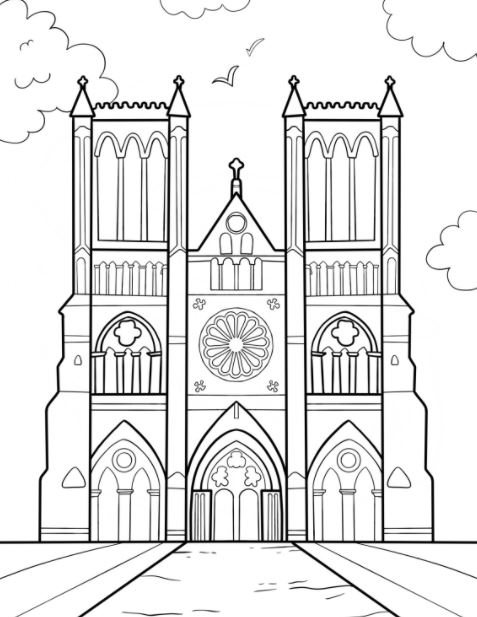 Tô màu nhà thờ Đức bà – Trò chơi sáng tạo và giáo dục cho bé yêu