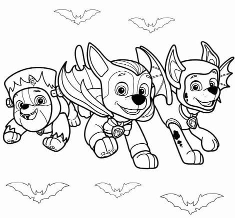 Tranh tô màu chủ đề Halloween với Paw Patrol