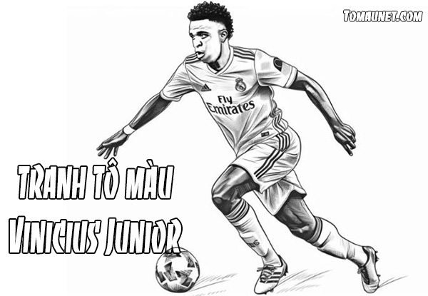 Bộ tranh tô màu Vinicius Junior dành cho fan bóng đá