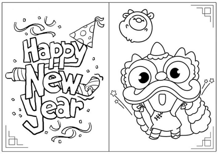 Bộ tranh tô màu lì xì Tết đẹp, ý nghĩa năm 2025 57 Lì xì Happy new year cần tô màu