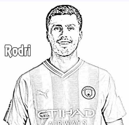 Bộ tranh tô màu cầu thủ Rodri - Quả bóng vàng lần 68 39 Mẫu tranh tô màu Rodri đẹp mắt dành cho fan