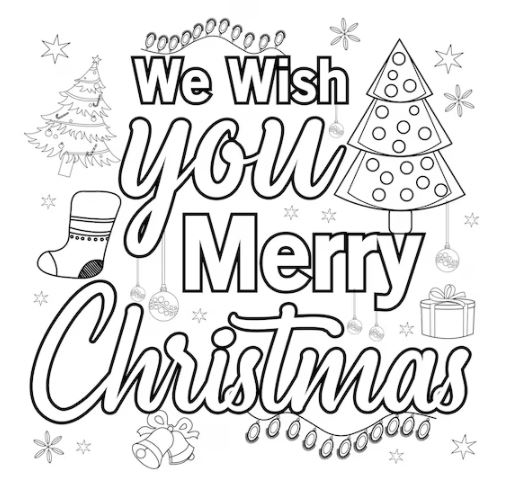 Bộ tranh tô màu chữ Merry Christmas đẹp lung linh 2025 49 Merry Christmas – Thêm sắc màu cho mùa Giáng Sinh
