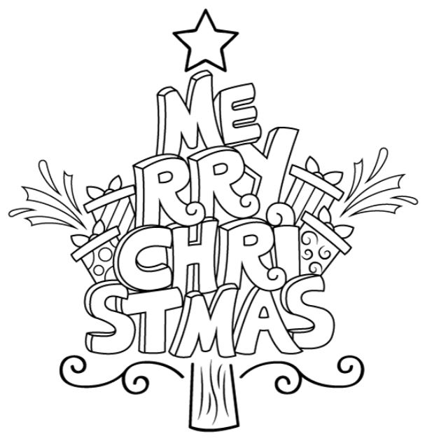 Bộ tranh tô màu chữ Merry Christmas đẹp lung linh 2025 52 Chữ Merry Christmas phiên bản tô màu cực cute