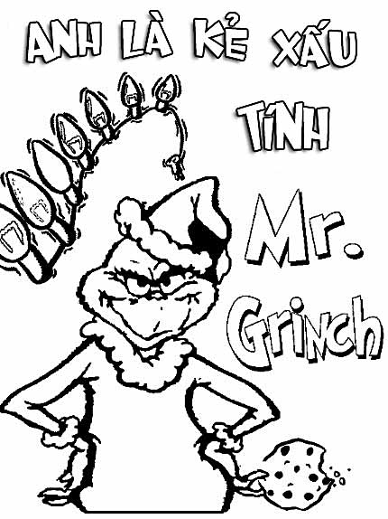 Tranh tô màu Grinch xấu tính