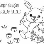 Tranh tô màu con thỏ dễ thương dành cho ngày phục sinh