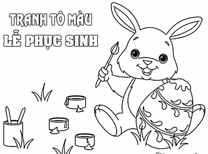 Tải ngay bộ tranh tô màu lễ phục sinh ý nghĩa 2025 77 Tranh tô màu con thỏ dễ thương dành cho ngày phục sinh