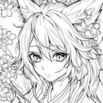 Tranh Tô Màu Anime Hồ Ly Dễ Thương Đến Mê Mẩn 7 Tranh tô màu anime hồ ly – nét vẽ đầy ma mị và dễ thương