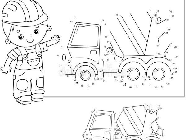 bé học về xe bê tông với 20 bức tranh tô màu đẹp